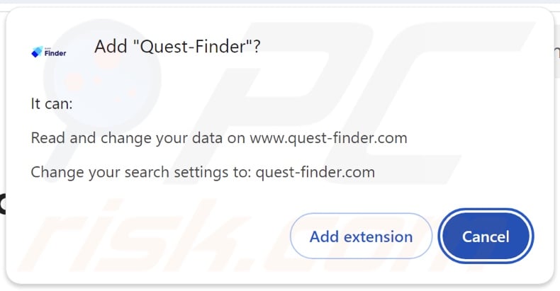 El secuestrador del navegador Quest-Finder pide permisos