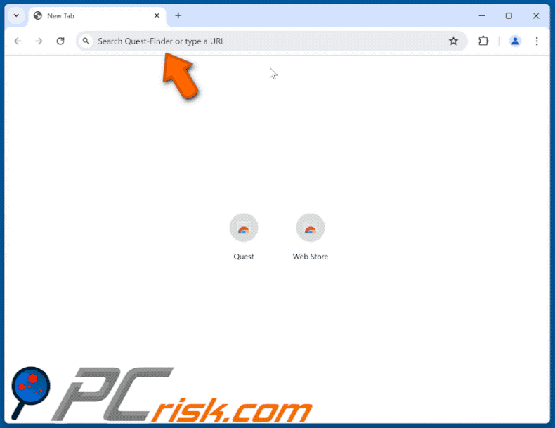 El secuestrador del navegador Quest-Finder redirige a Bing (GIF)