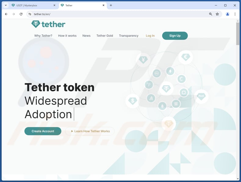 USDT NFT Airdrop sitio web real tether.to