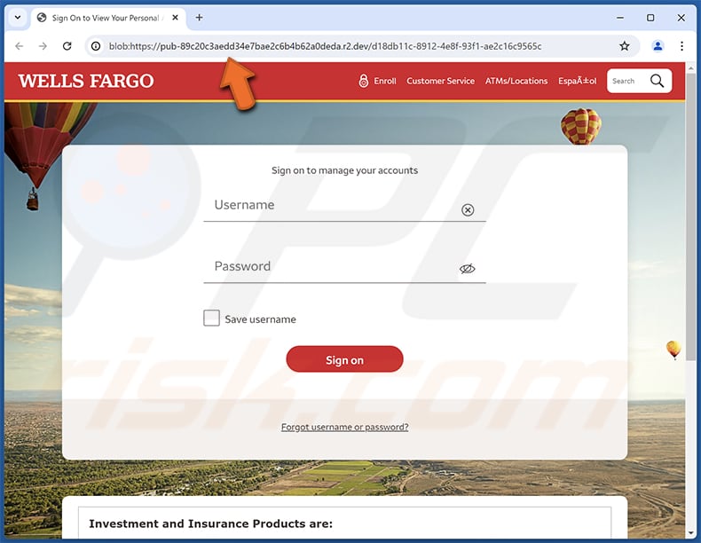 Wells Fargo - Card Activity Verification estafa por correo electrónico página de phishing