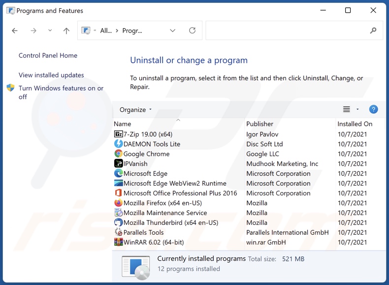 Desinstalación de WinTrackerSP a través del Panel de Control