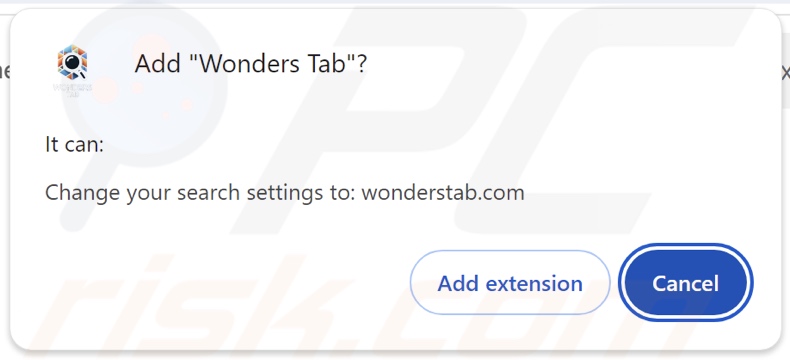 El secuestrador del navegador Wonders Tab pide permisos