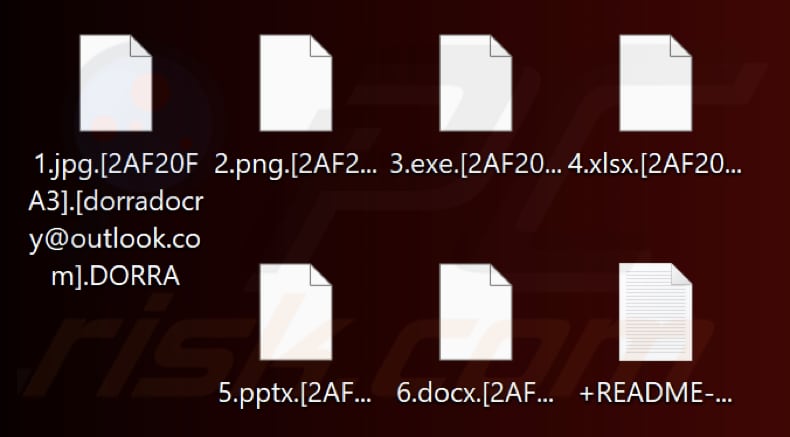 Archivos cifrados por el ransomware DORRA (extensión .DORRA)