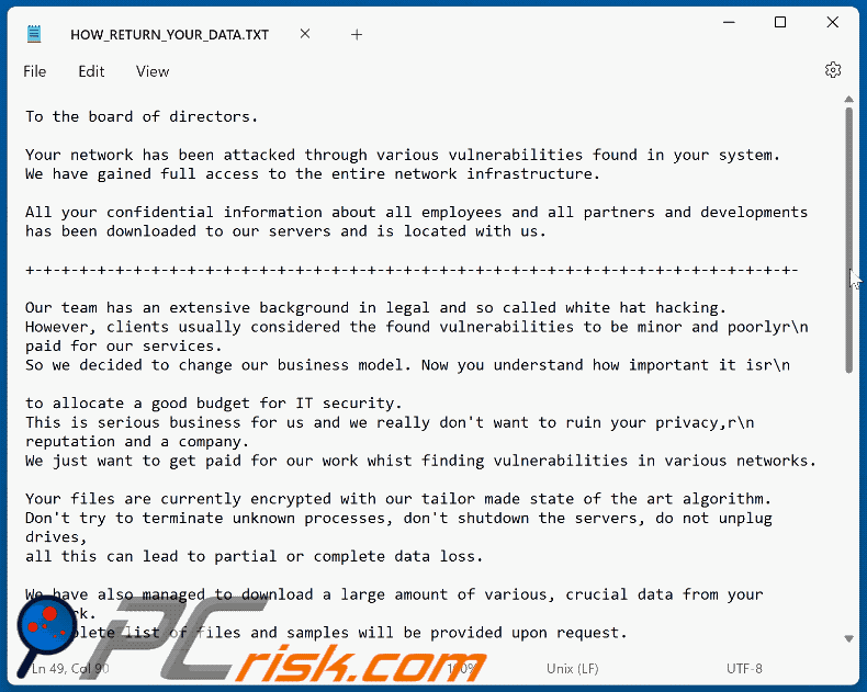 El Dorado ransomware archivo de texto (HOW_RETURN_YOUR_DATA.TXT)