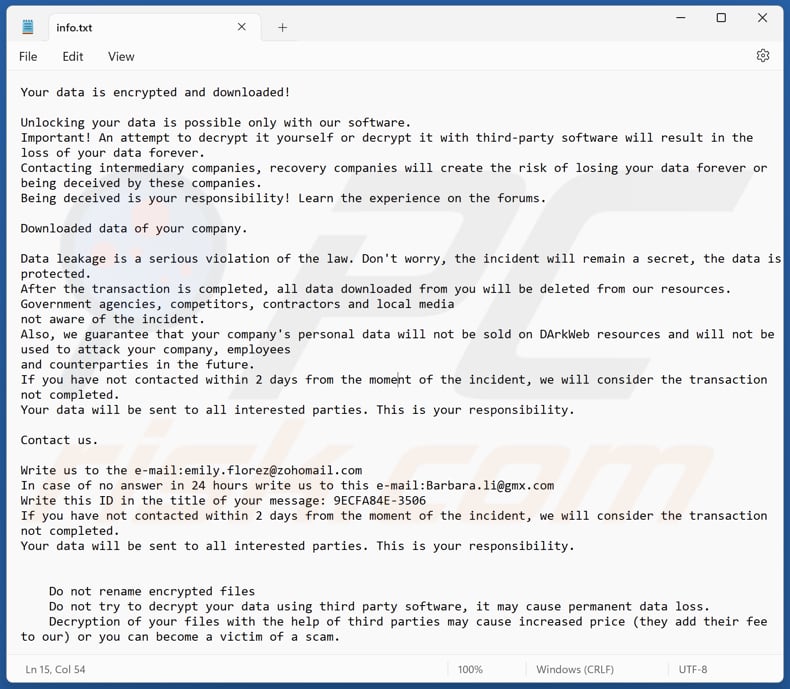 Lexus ransomware archivo de texto (info.txt)