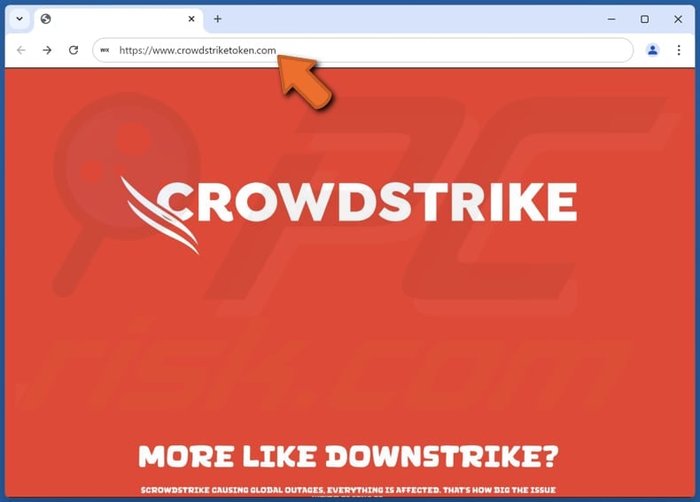 CrowdStrike estafa sitio web de promoción de Crowdstrike token