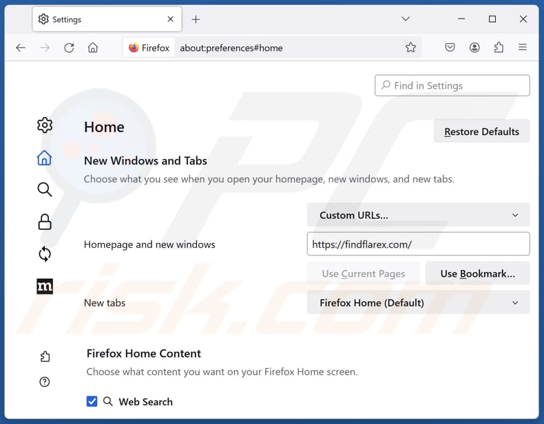 Eliminar el secuestrador del navegador Microsoft Edge de la página de inicio de Mozilla Firefox