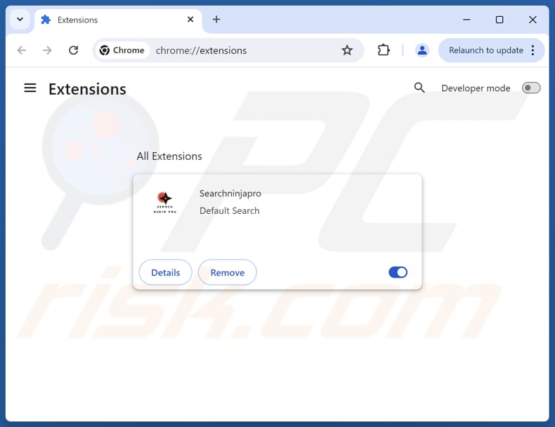 Eliminación de las extensiones de Google Chrome relacionadas con searchninjapro.com