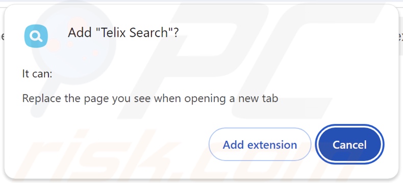 El secuestrador del navegador Telix Search solicita permisos