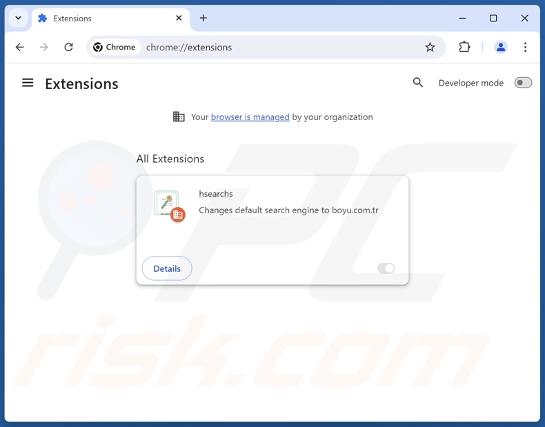 Eliminación de la extensión Google Chrome fraudulenta hsearchs