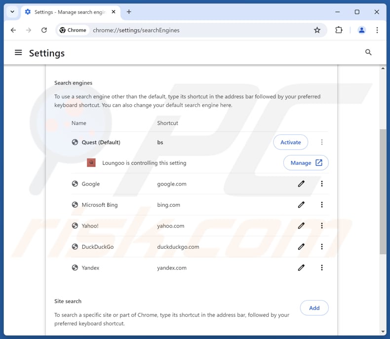 Eliminación de finditfasts.com del motor de búsqueda predeterminado de Google Chrome