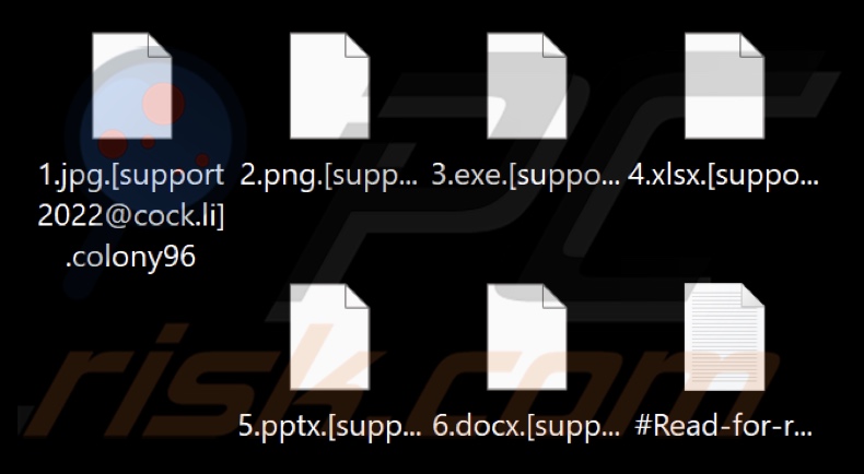 Archivos cifrados por el ransomware Colony (extensión .colony96)