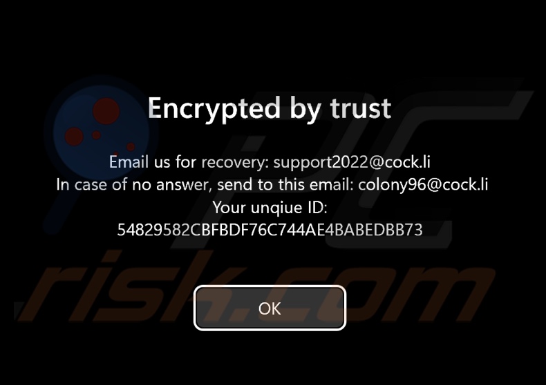 Colony ransomware pantalla previa al inicio de sesión