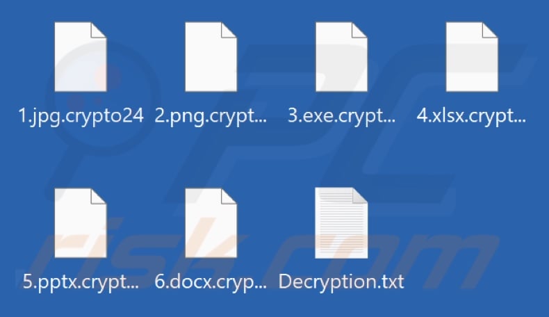 Archivos encriptados por el ransomware Crypto24 (extensión .crypto24)