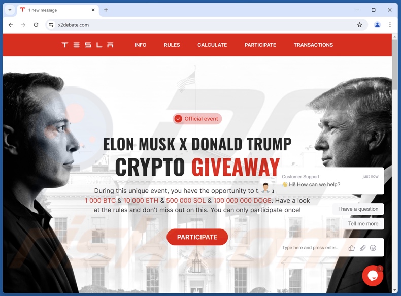 Elon Musk X Donald Trump Crypto Giveaway estafa