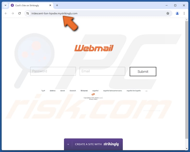 Email Server estafa phishing sitio web