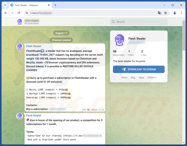 El ladrón de carne se promociona en Telegram