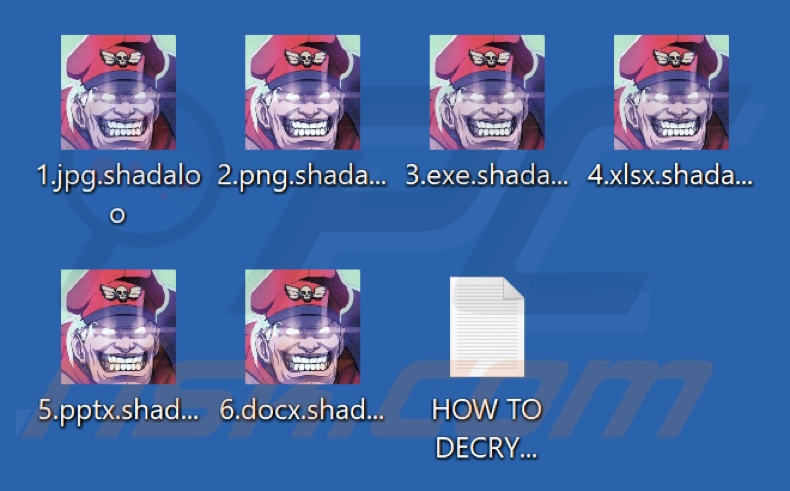 Archivos cifrados por el ransomware Shadaloo (extensión .shadaloo)