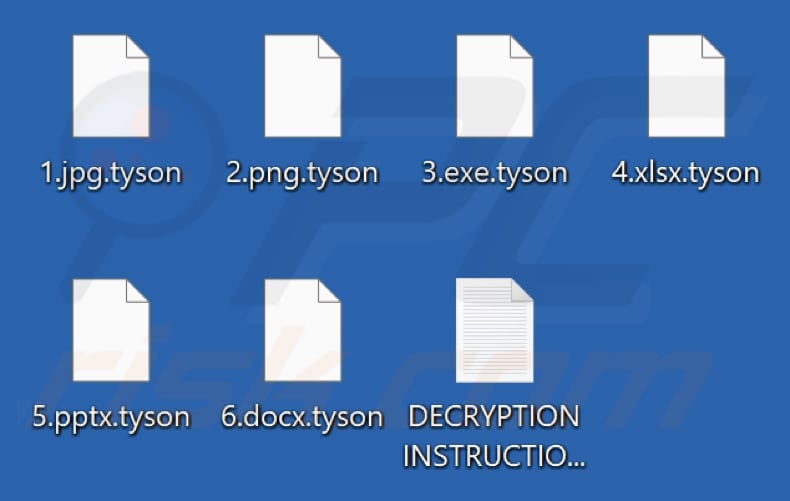 Archivos cifrados por el ransomware Tyson (extensión .tyson)