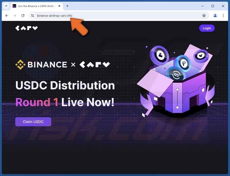 Binance USDC Distribution estafa