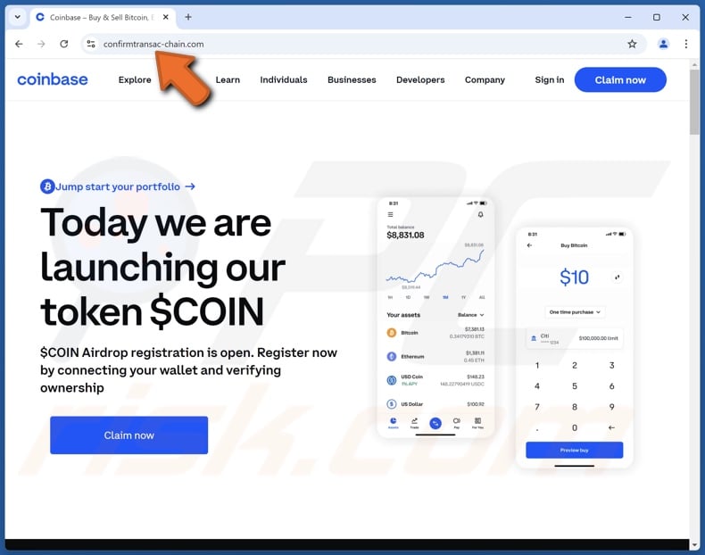 Coinbase ($COIN) Airdrop estafa