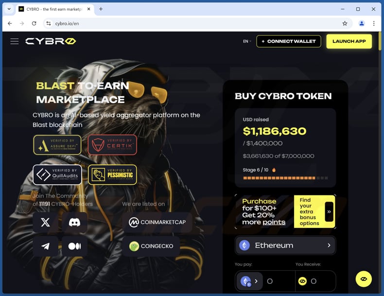 CYBRO airdrop estafa sitio web real (cybro.io)