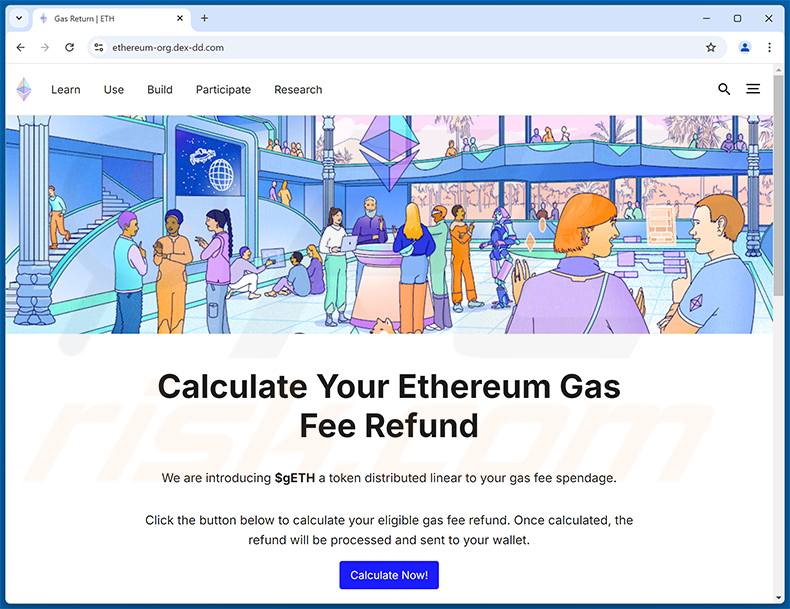 Ethereum Gas Fee Refunds sitio web de drainer (ethereum-org.dex-dd[.]com)