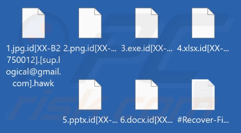 Archivos encriptados por el ransomware Hawk (extensión .hawk)