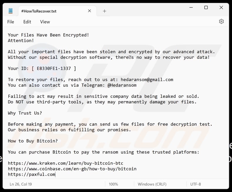 Heda ransomware archivo de texto (#HowToRecover.txt)