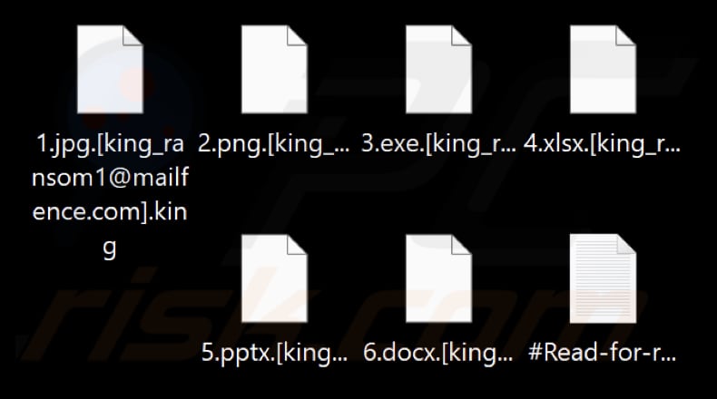 Archivos cifrados por el ransomware King (extensión .king)