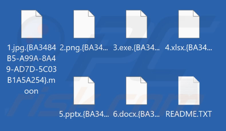 Archivos cifrados por el ransomware Moon (extensión .moon)