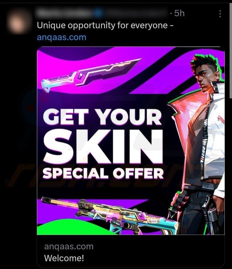 Valorant Skin Giveaway promover X puesto