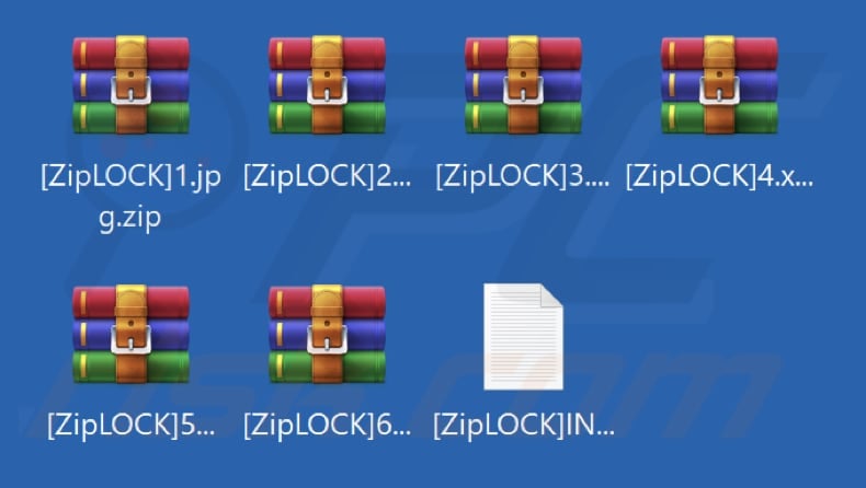 Archivos archivados por el ransomware ZipLOCK (extensión .zip)