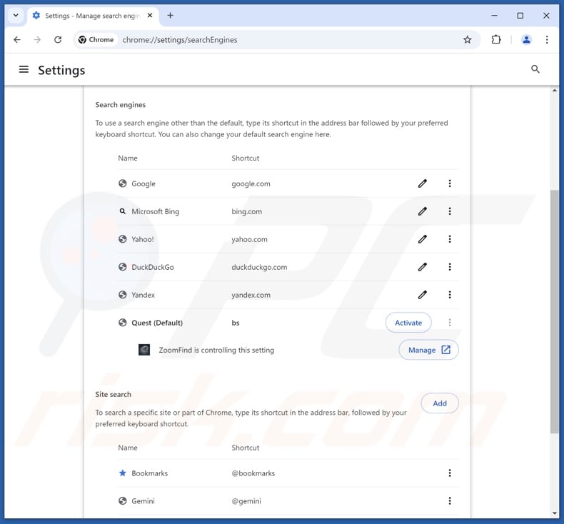 Eliminación de finditfasts.com del motor de búsqueda predeterminado de Google Chrome