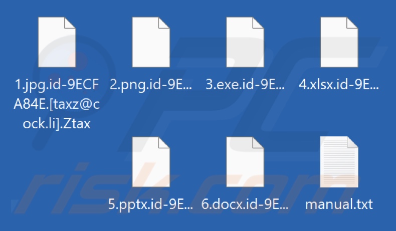 Archivos cifrados por el ransomware Ztax (extensión .Ztax)