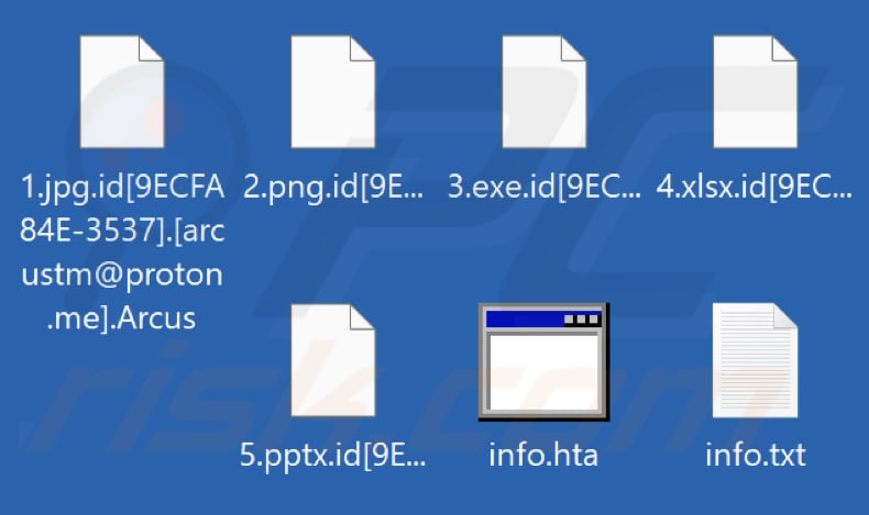 Archivos cifrados por el ransomware Arcus (extensión .Arcus)