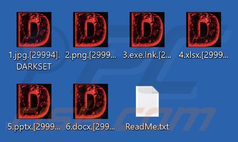 Archivos cifrados por el ransomware DARKSET (extensión .DARKSET)