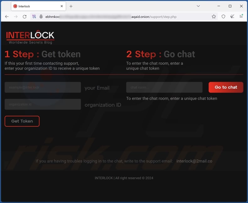 Interlock ransomware sitio de chat en Tor