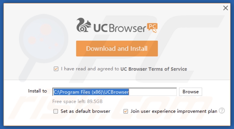 UC Browser PUA configuración de la instalación