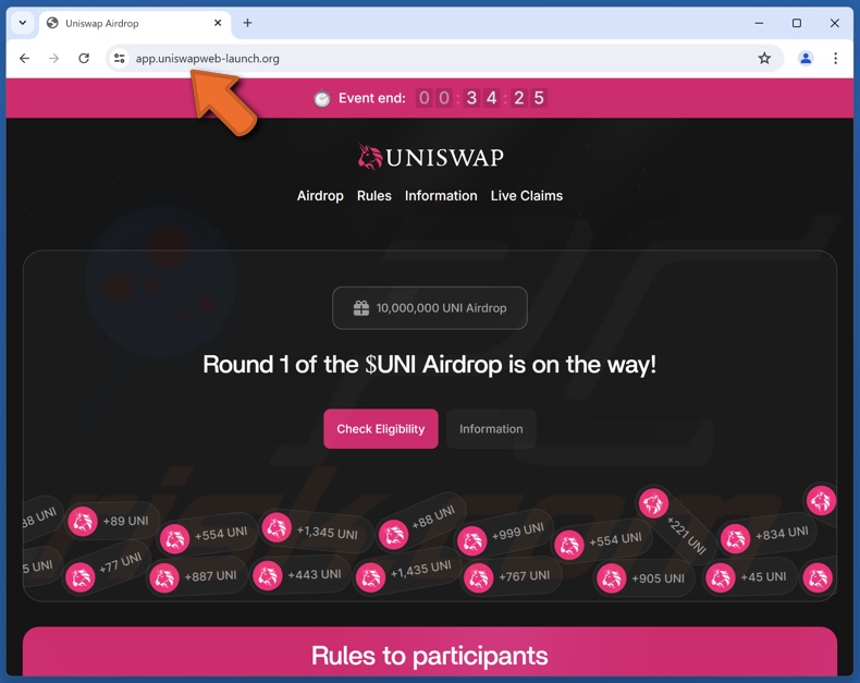 Uniswap ($UNI) Airdrop estafa