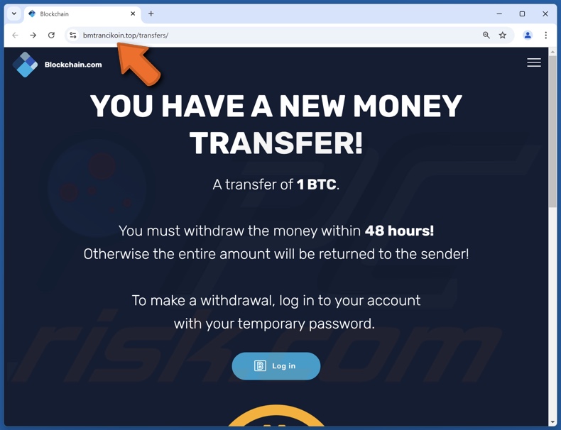 Blockchain.com Money Transfer estafa