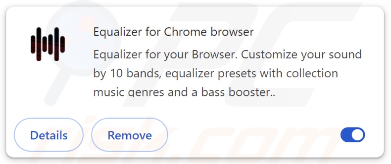 Equalizer para el navegador Chrome adware