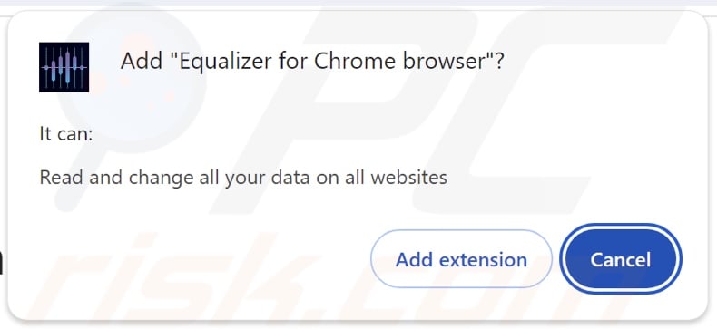 Equalizer para el navegador Chrome pidiendo varios permisos