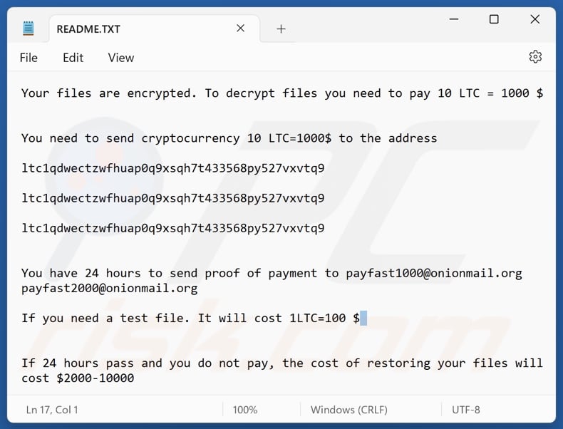 GURAM ransomware nota de rescate (README.txt)