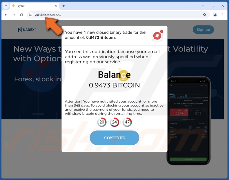 Nadex - Bitcoin Balance estafa