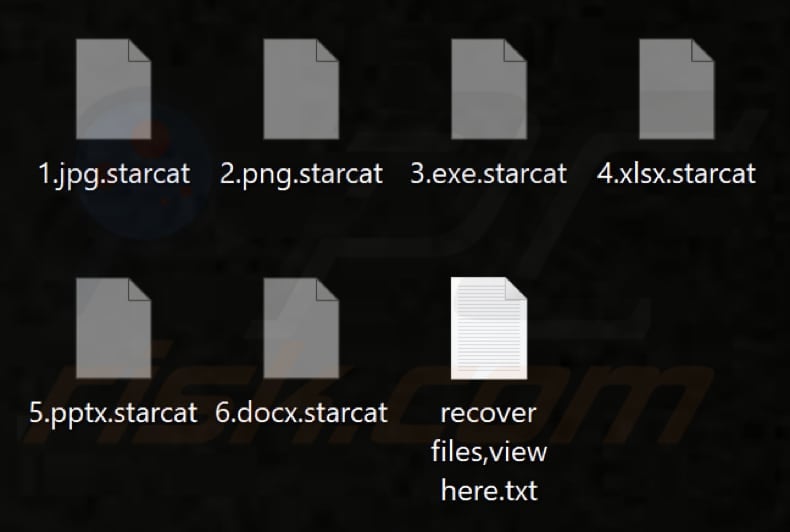 Archivos cifrados por el ransomware Starcat (extensión .starcat)