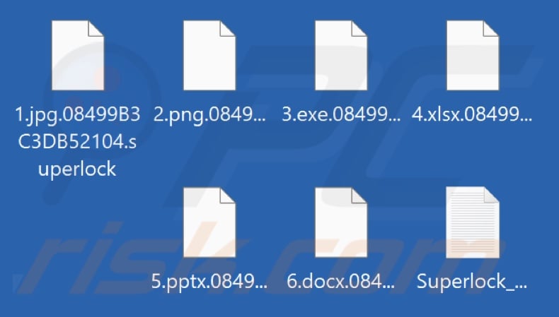 Archivos encriptados por el ransomware SUPERLOCK (extensión .victim's_ID.superlock)