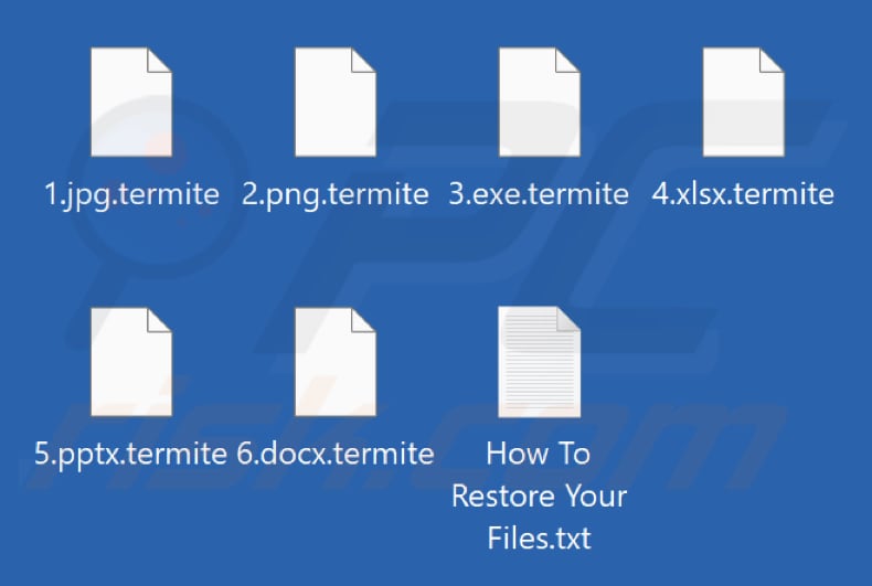 Archivos cifrados por el ransomware Termite (extensión .termite)