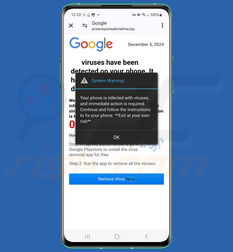 Viruses Have Been Detected On Your Phone estafa