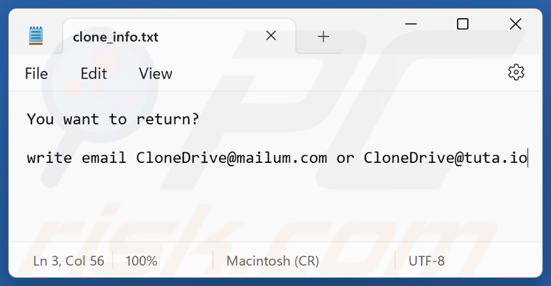 Clone ransomware archivo de texto (clone_info.txt)